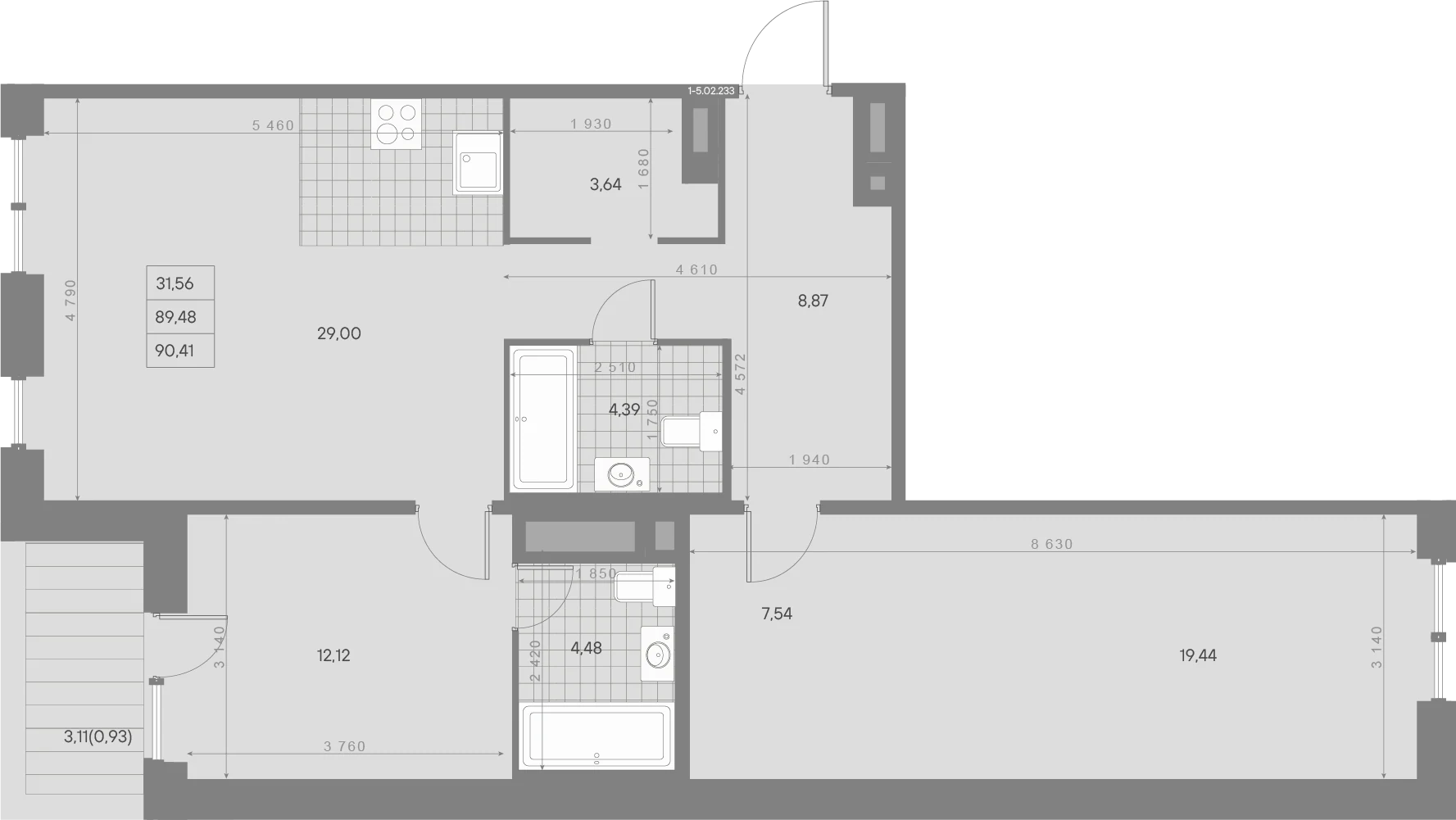 Планировка 2-комнатная 90,4 м² в ЖК «AVANT Классик» — AVANT Классик (Klassik)