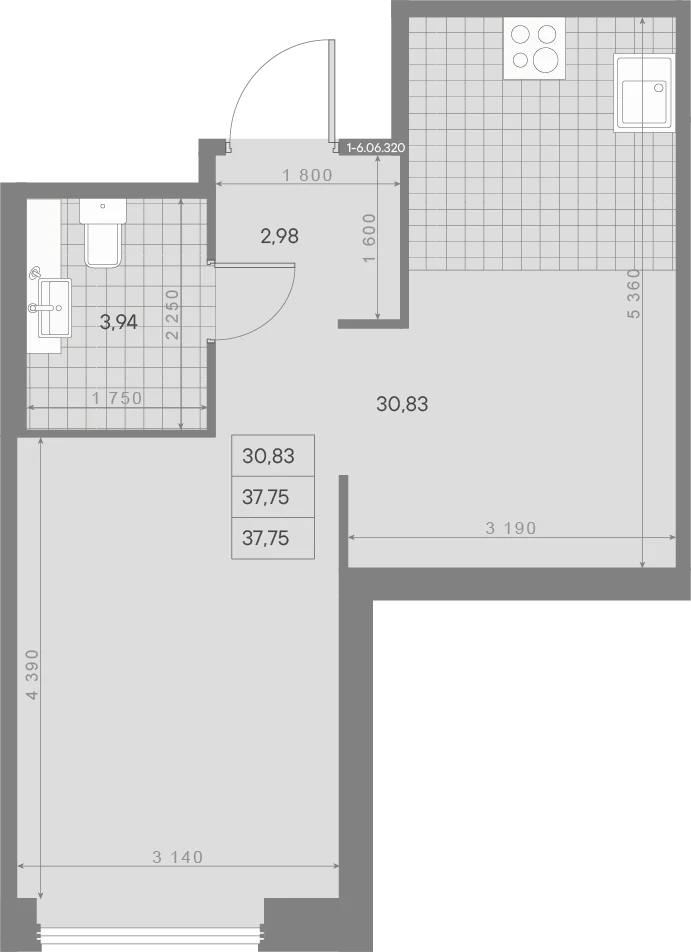 Планировка студия 37,8 м² в ЖК «AVANT Классик» — AVANT Классик (Klassik)