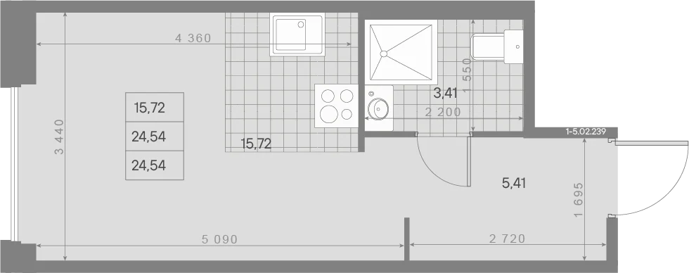 Планировка студия 24,5 м² в ЖК «AVANT Классик» — AVANT Классик (Klassik)