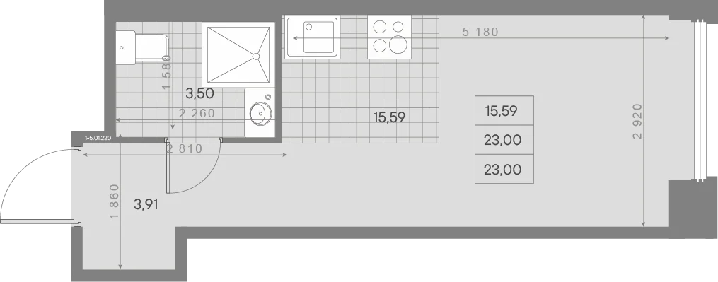 Планировка студия 23 м² в ЖК «AVANT Классик» — AVANT Классик (Klassik)