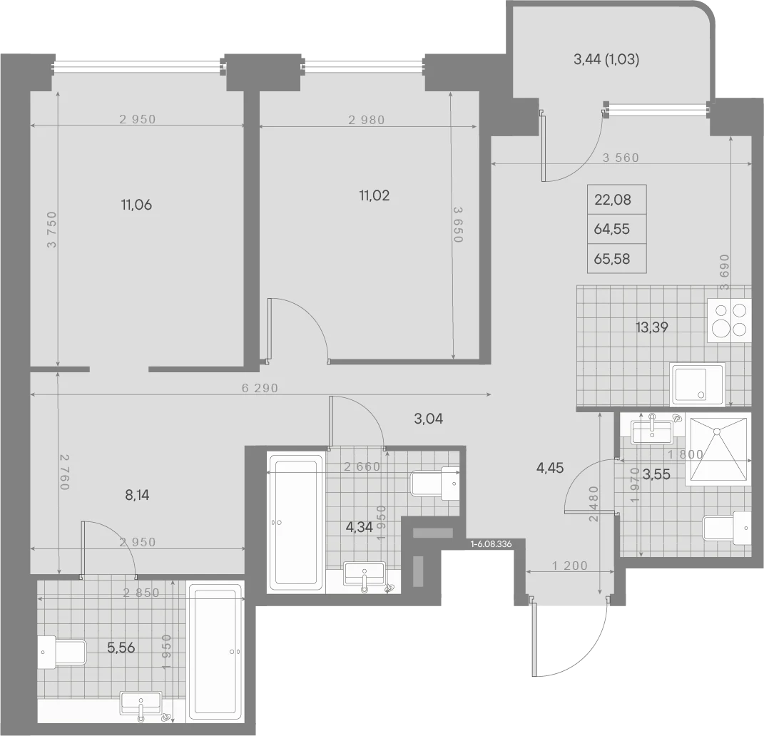 Планировка 2-комнатная 65,6 м² в ЖК «AVANT Классик» — AVANT Классик (Klassik)