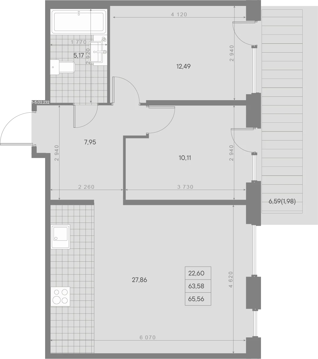 Планировка 2-комнатная 65,6 м² в ЖК «AVANT Классик» — AVANT Классик (Klassik)