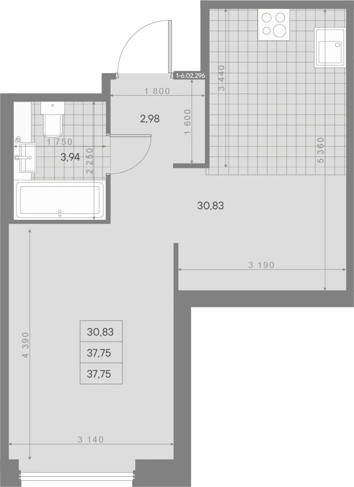 Планировка студия 37,8 м² в ЖК «AVANT Классик» — AVANT Классик (Klassik)