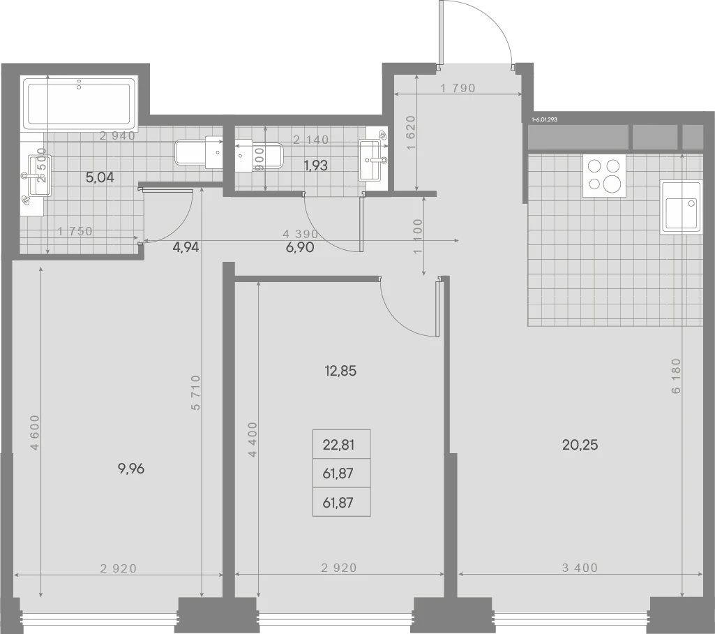 Планировка 2-комнатная 61,9 м² в ЖК «AVANT Классик» — AVANT Классик (Klassik)