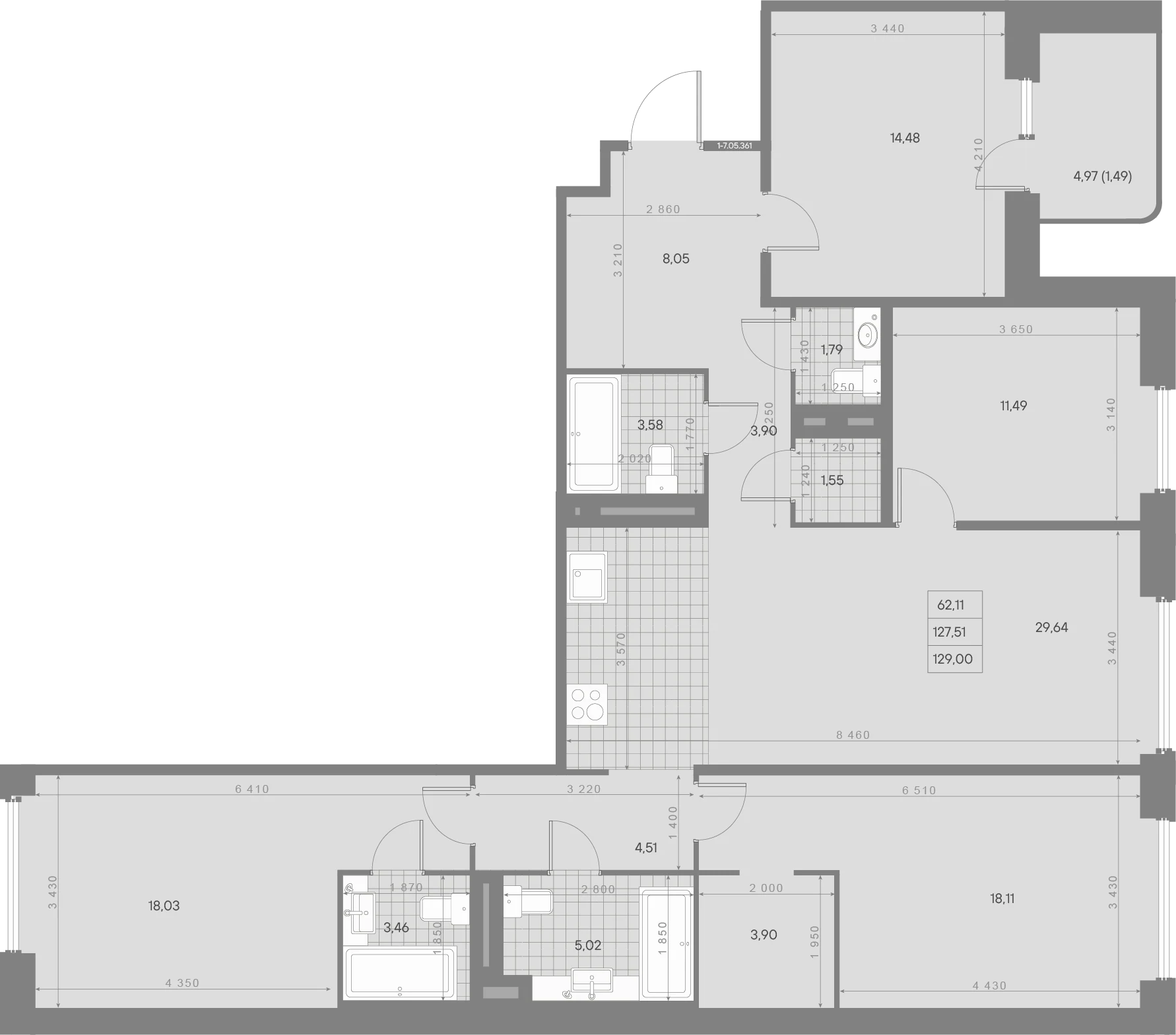 Планировка 4-комнатная 129 м² в ЖК «AVANT Классик» — AVANT Классик (Klassik)