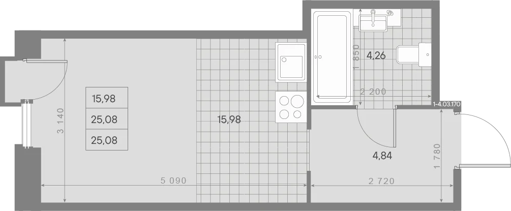 Планировка студия 25,1 м² в ЖК «AVANT Классик» — AVANT Классик (Klassik)