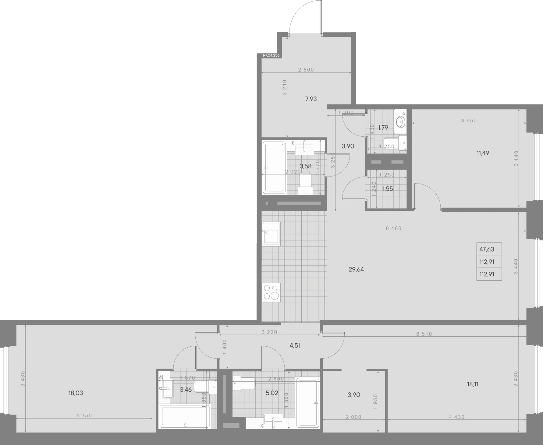 Планировка 3-комнатная 112,9 м² в ЖК «AVANT Классик» — AVANT Классик (Klassik)