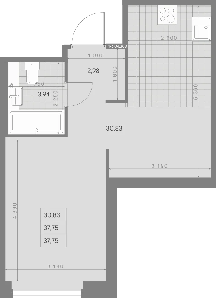 Планировка студия 37,8 м² в ЖК «AVANT Классик» — AVANT Классик (Klassik)
