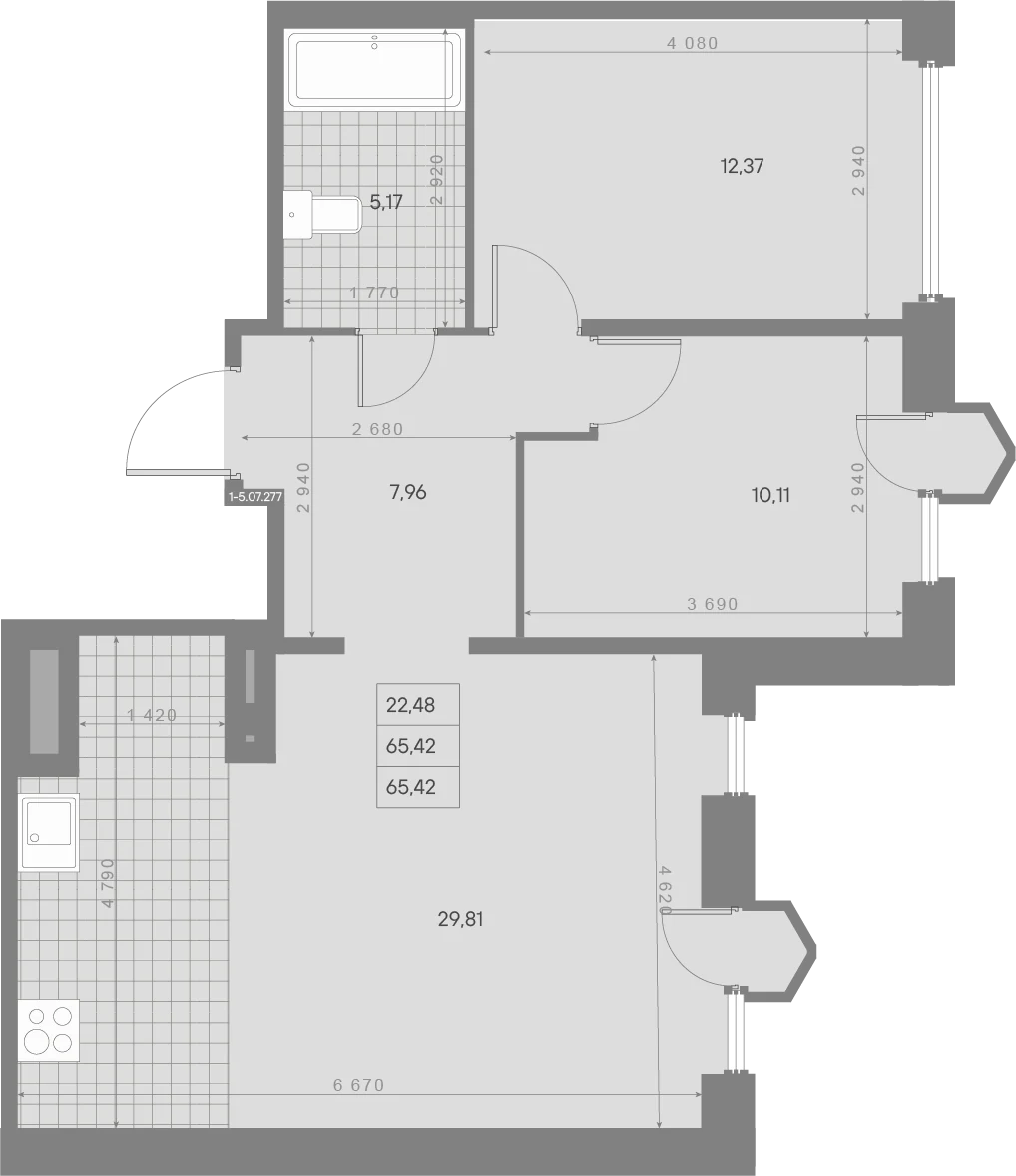 Планировка 2-комнатная 65,4 м² в ЖК «AVANT Классик» — AVANT Классик (Klassik)