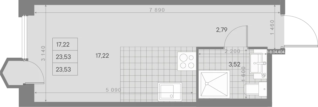 Планировка студия 23,5 м² в ЖК «AVANT Классик» — AVANT Классик (Klassik)