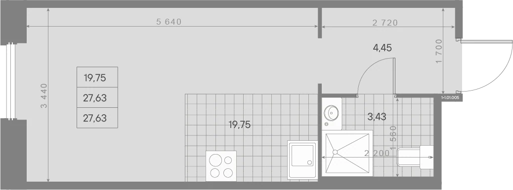 Планировка студия 27,6 м² в ЖК «AVANT Классик» — AVANT Классик (Klassik)